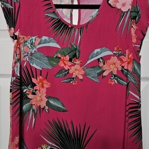 Tropical Floral Women's Blouse in Pink